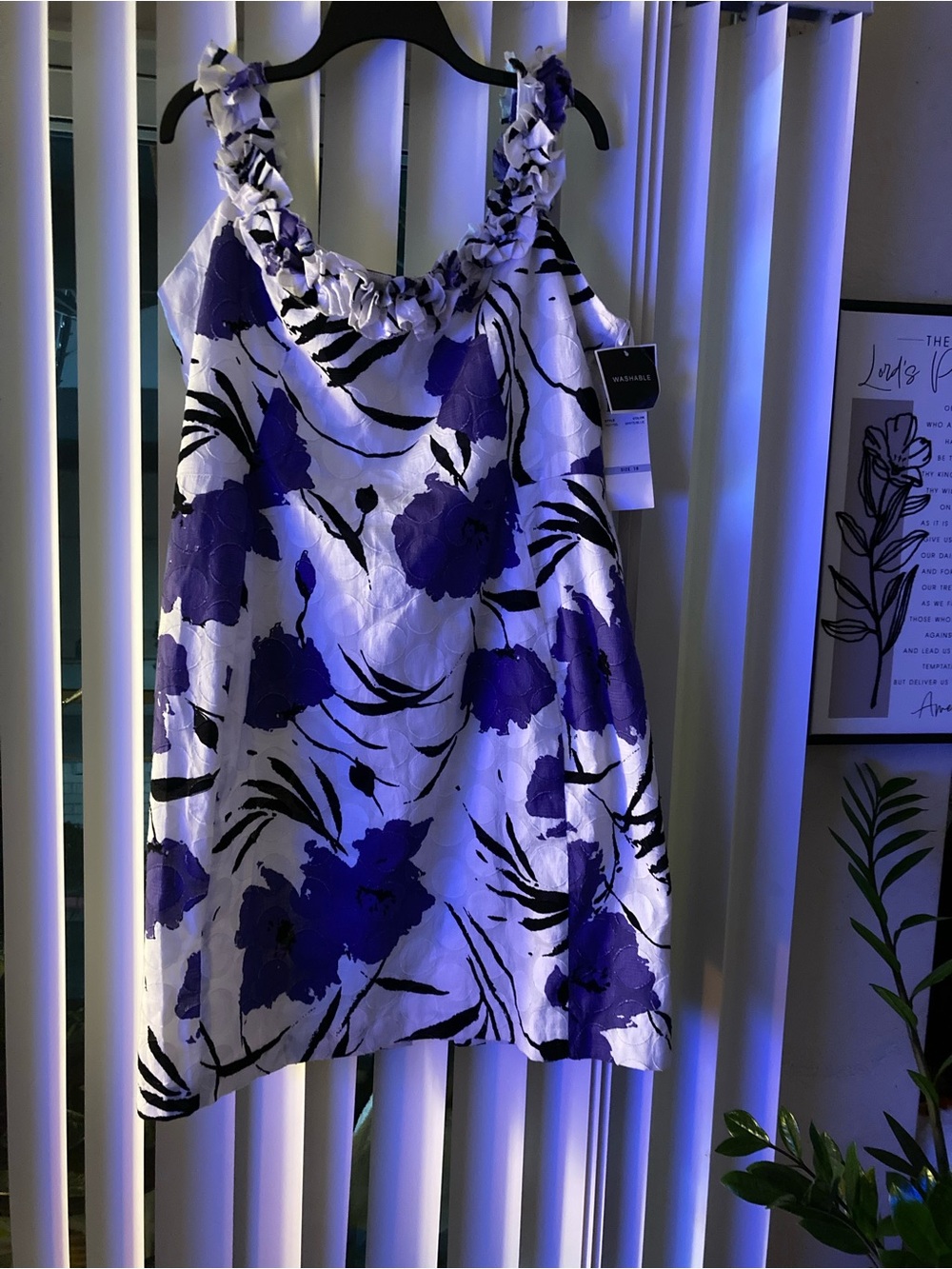 R&K White Dress with Purple Floral Print